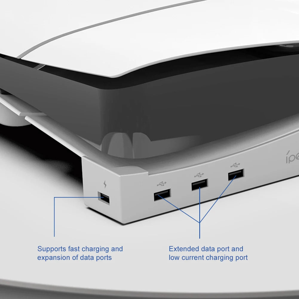 Support Horizontal avec Port USB Compatible avec la Console PS5, Accessoires de Support Horizontal pour PS5 Console Disc & Digital Editions