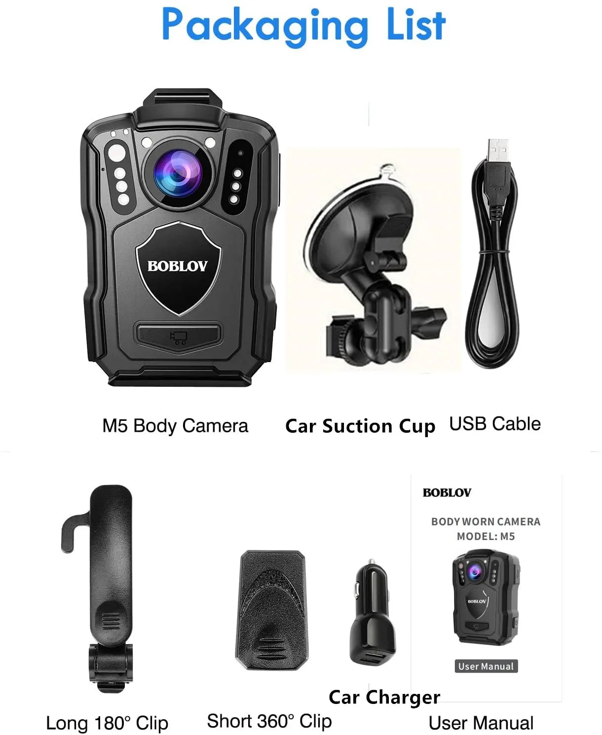 Caméra Corporelle Police 1440P - BOBLOV M5.