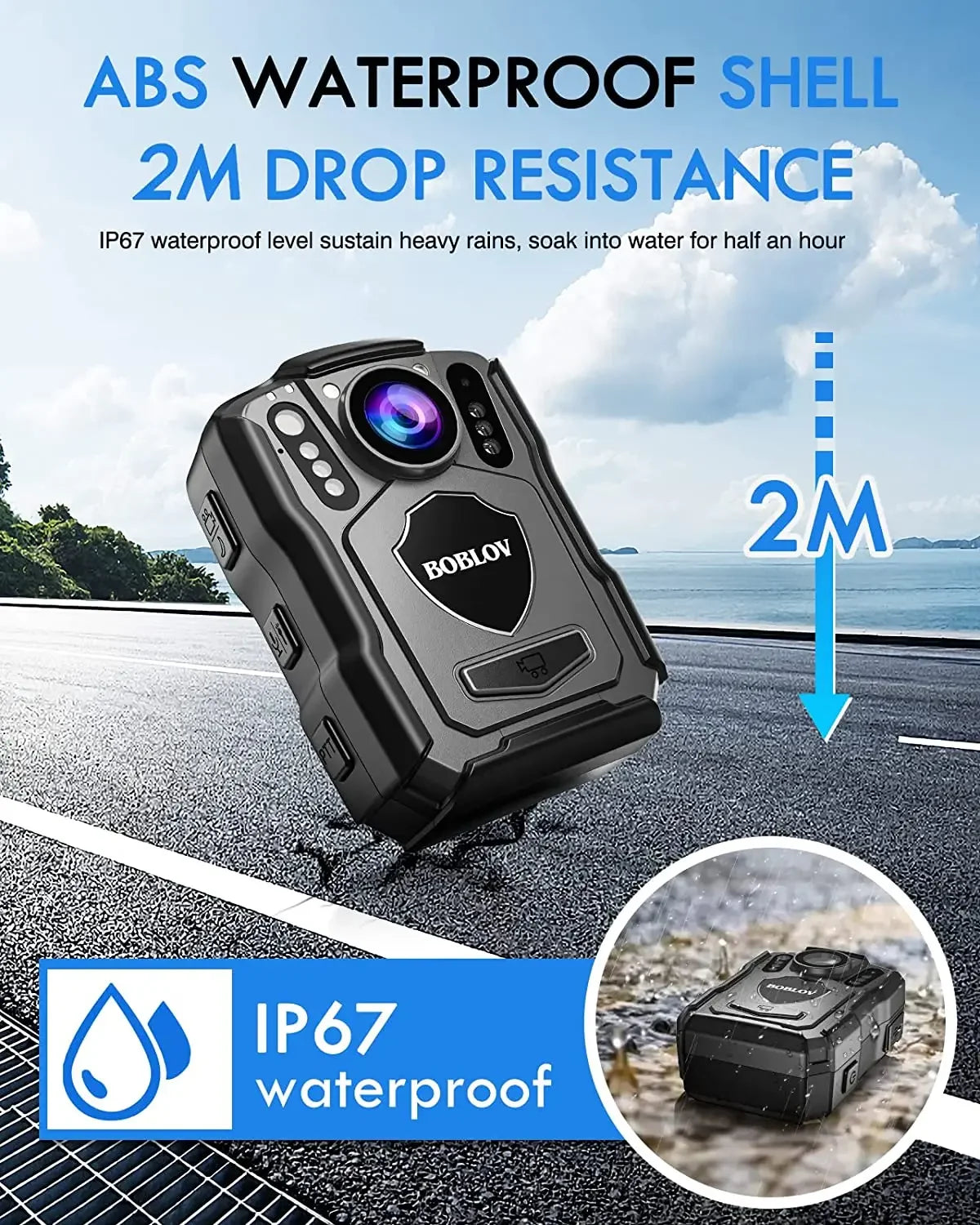 Caméra Corporelle Police 1440P - BOBLOV M5.