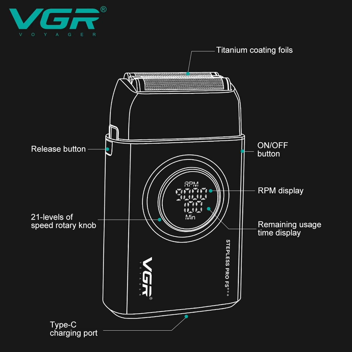 Rasoir électrique pour homme - VGR V-378.