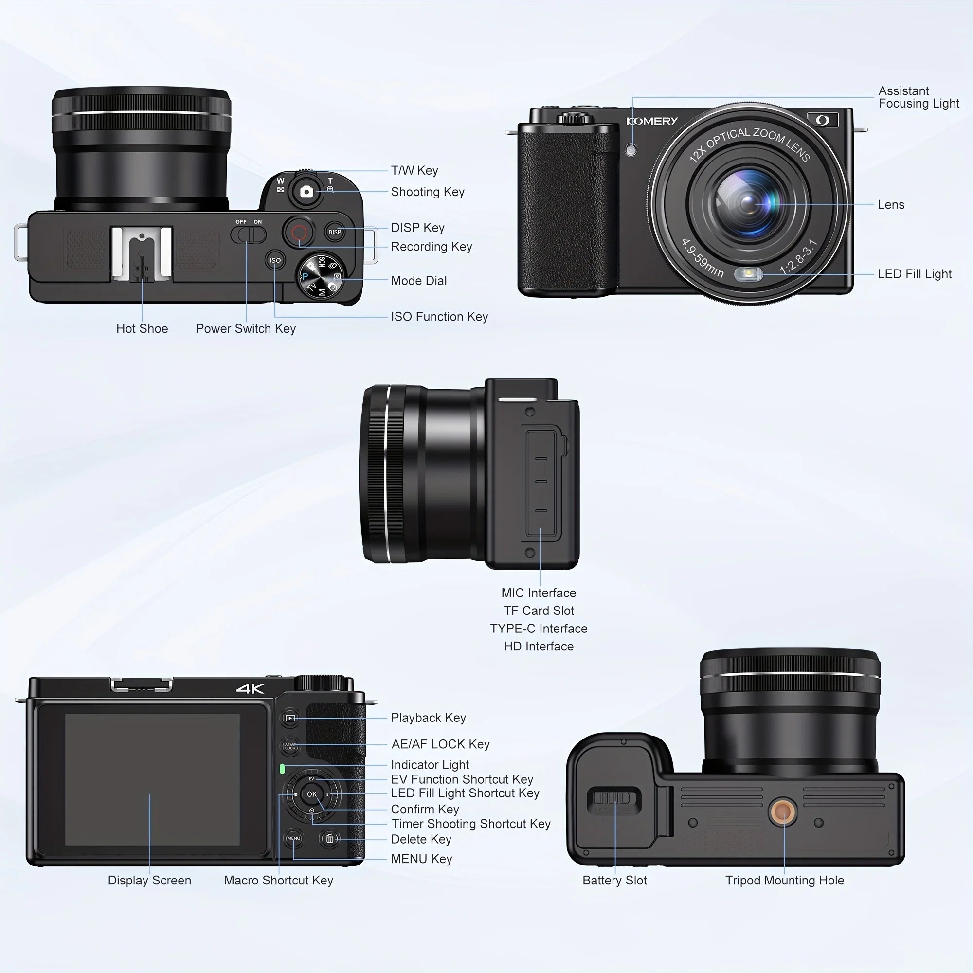 Appareil Photo Numérique 4K – Modèle SLR 64MP Générique.