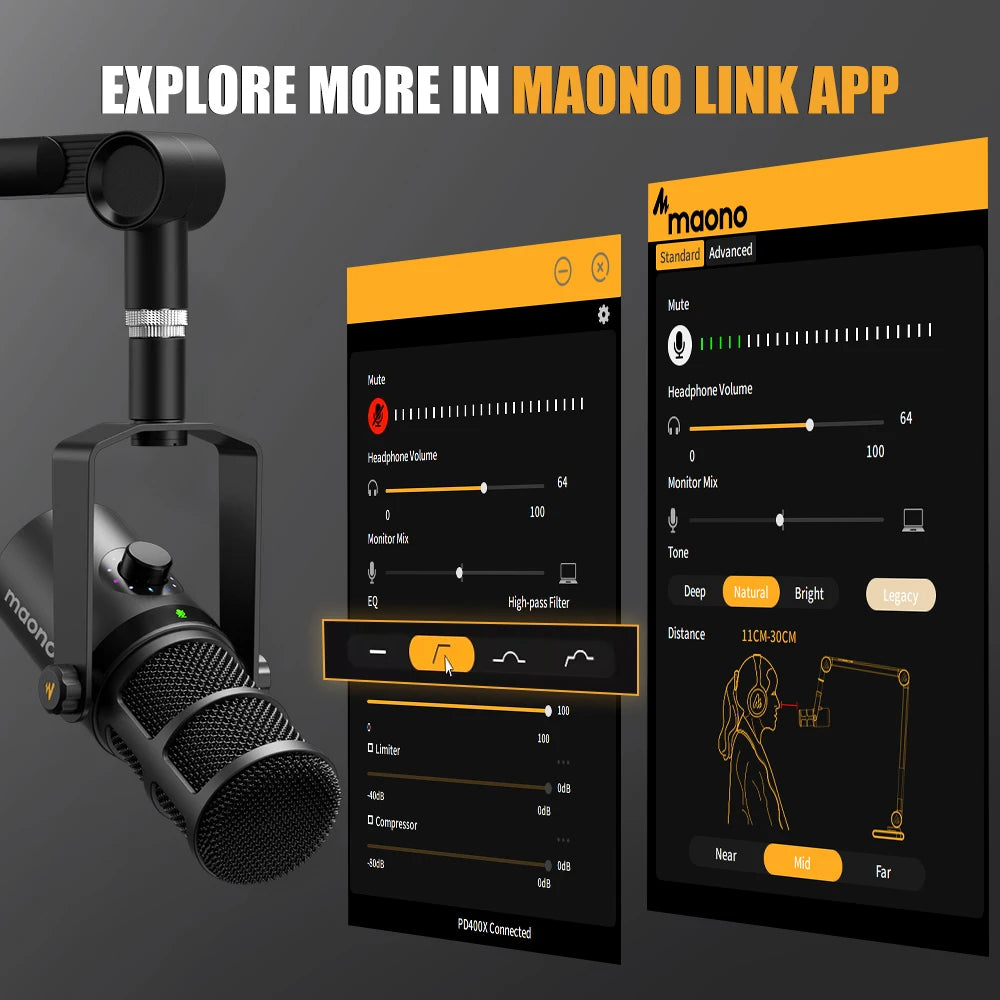 Microphone Dynamique Cardioïde - Maono PD400X.