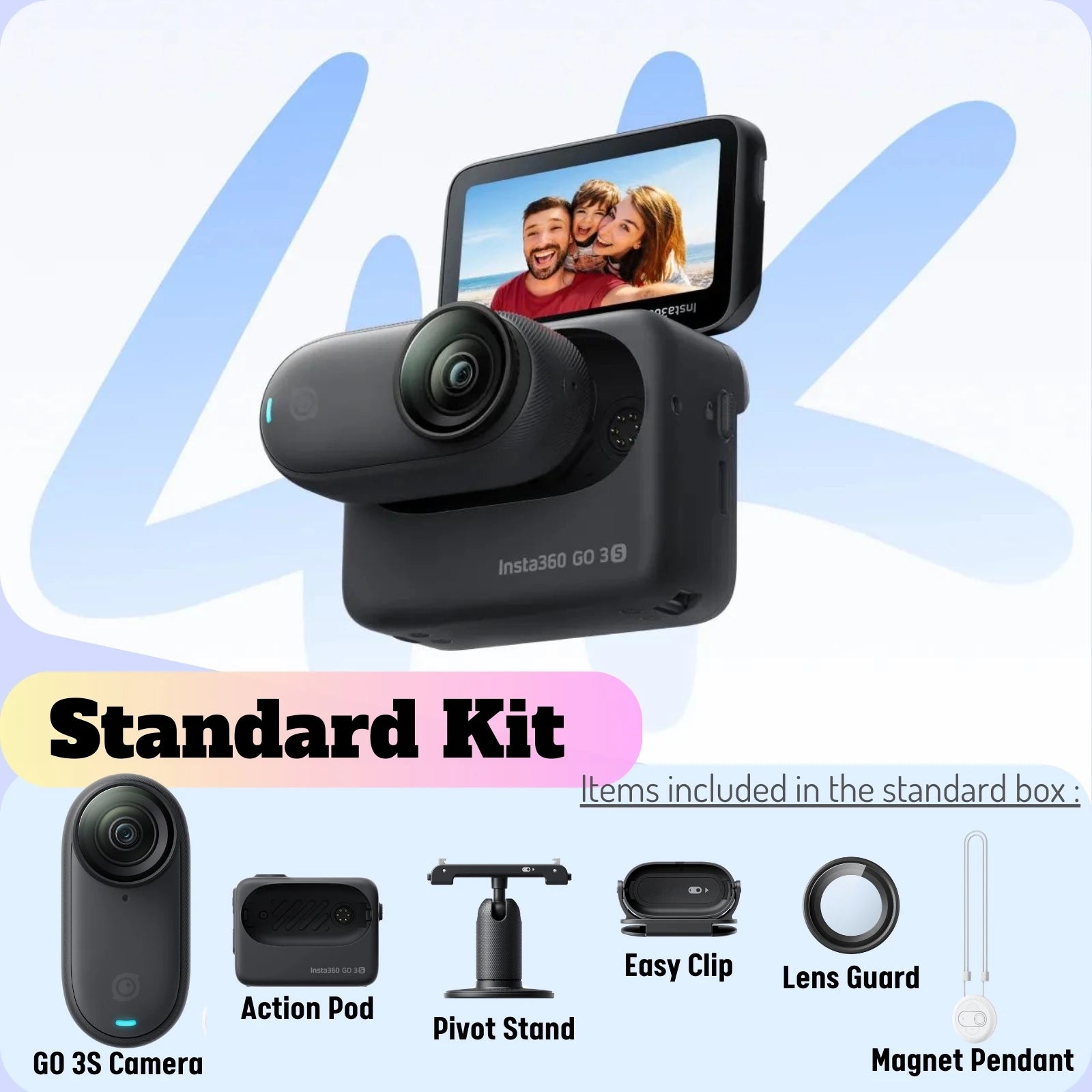Caméra d’action miniature 4K - Insta360 GO 3S.