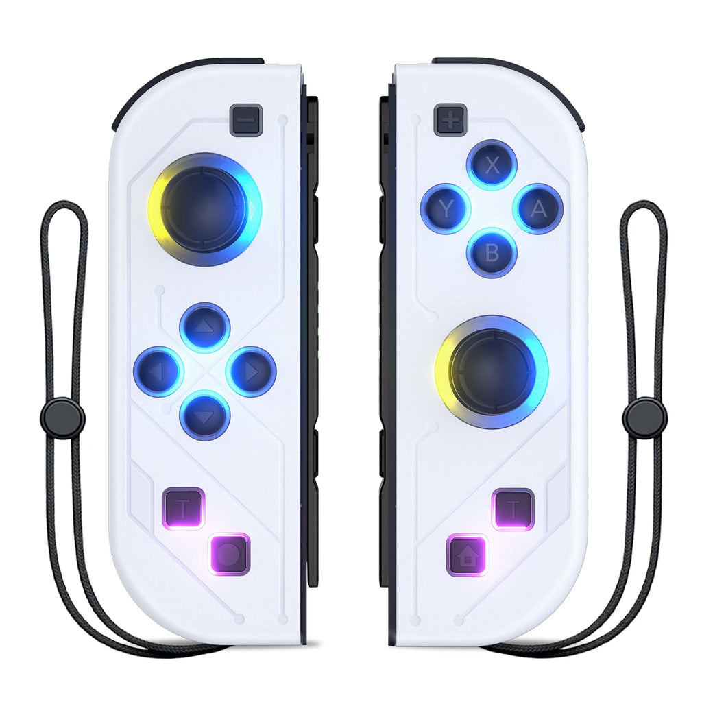Manettes Joy-Con sans fil pour Nintendo Switch – Design futuriste lumineux.